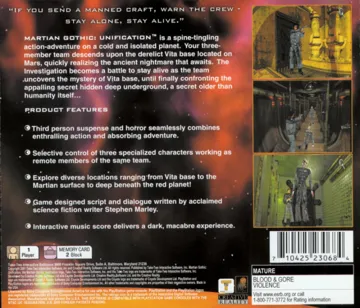 Martian Gothic - Unification (US) box cover back